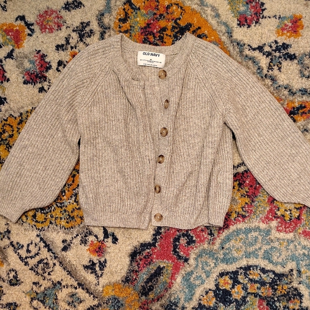 Old Navy Gray Cable Knit Cardigan Sweater